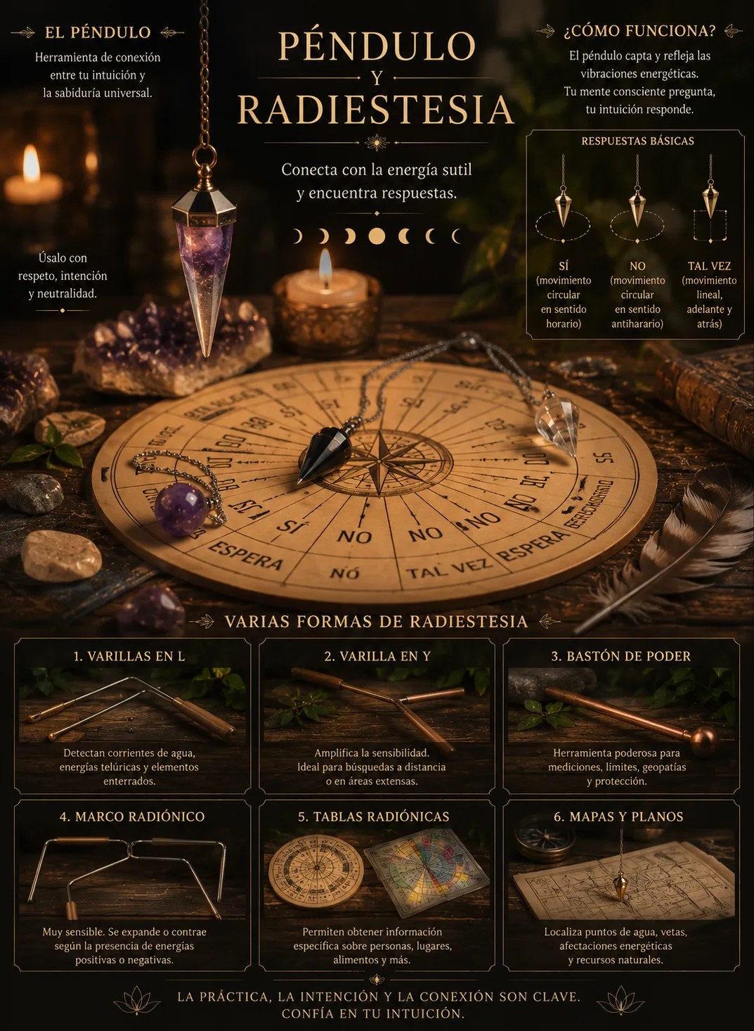 Péndulo y Varita de Radiestesia